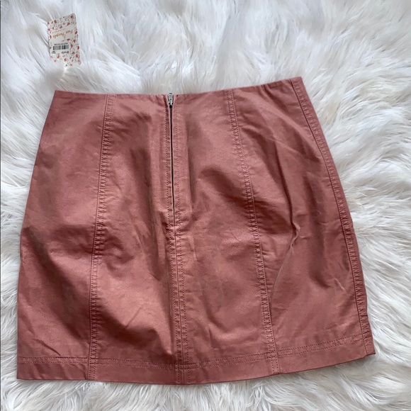 Rosè Suede Free People zip skirt - Picture 3 of 6